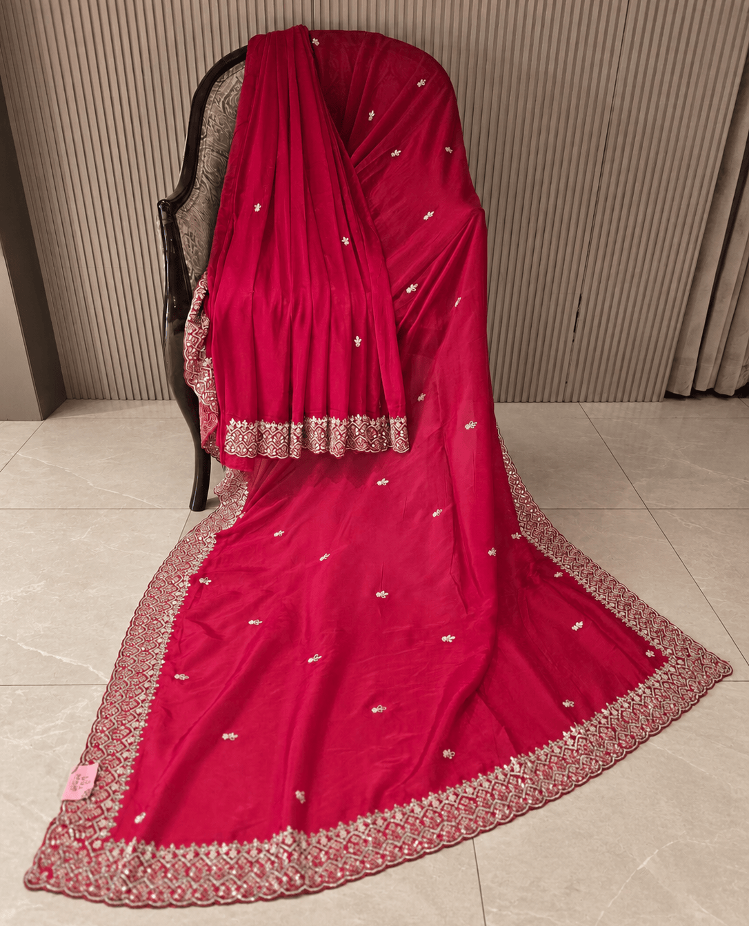 Blood Red handwork saree