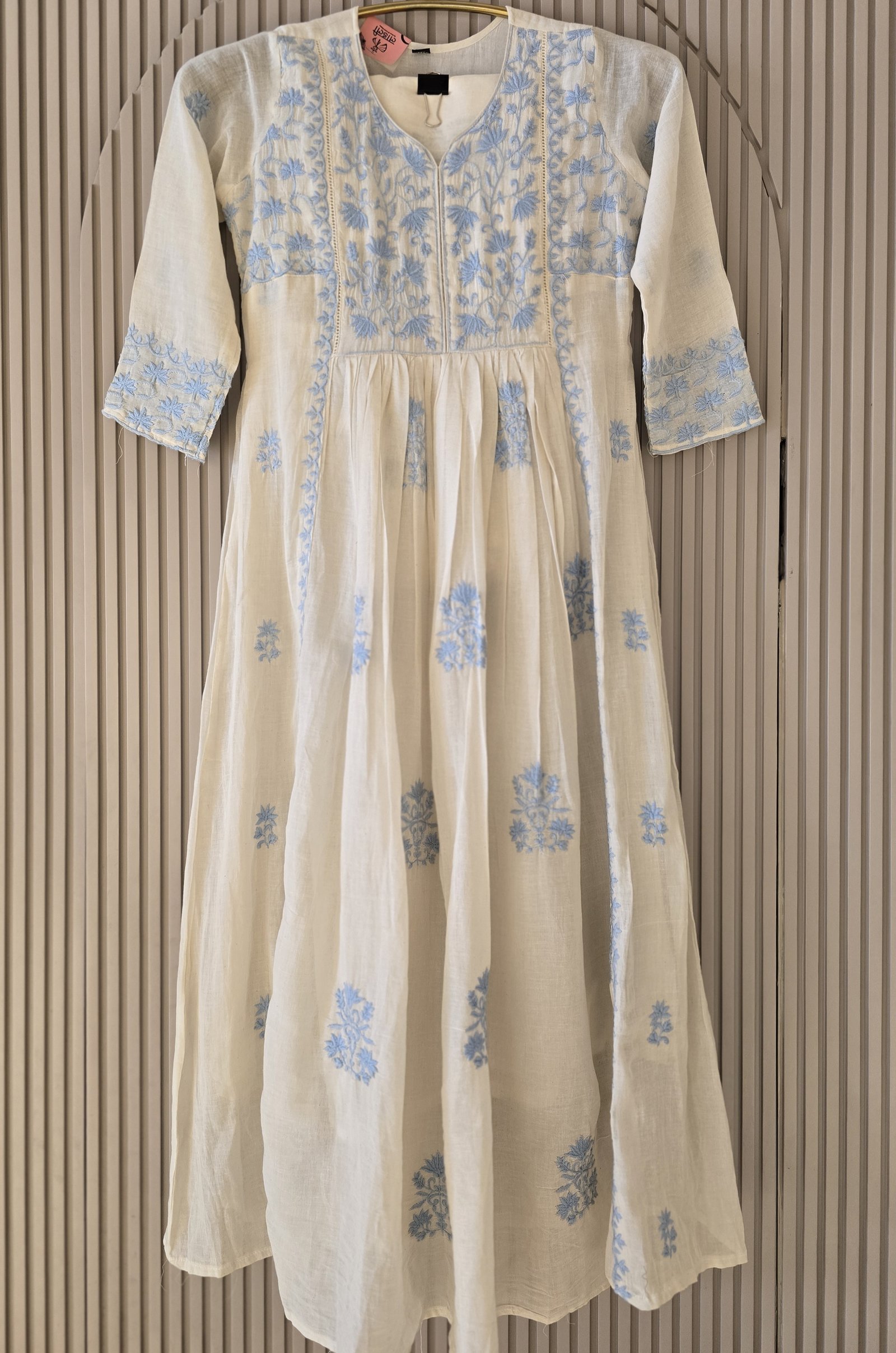 White cotton anarkali suit 