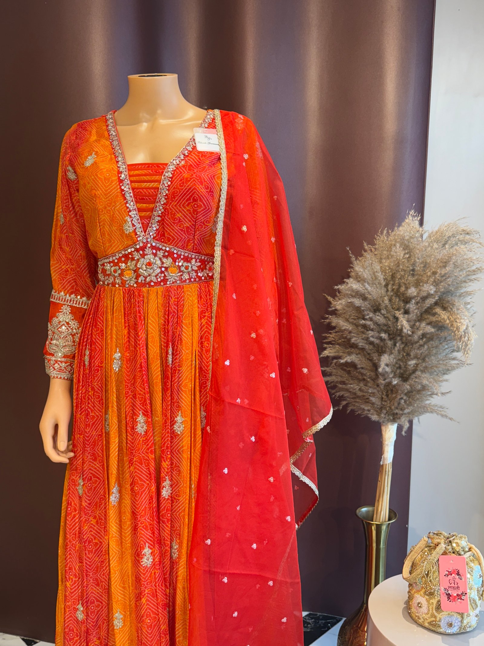 Bandhani print anarkali 