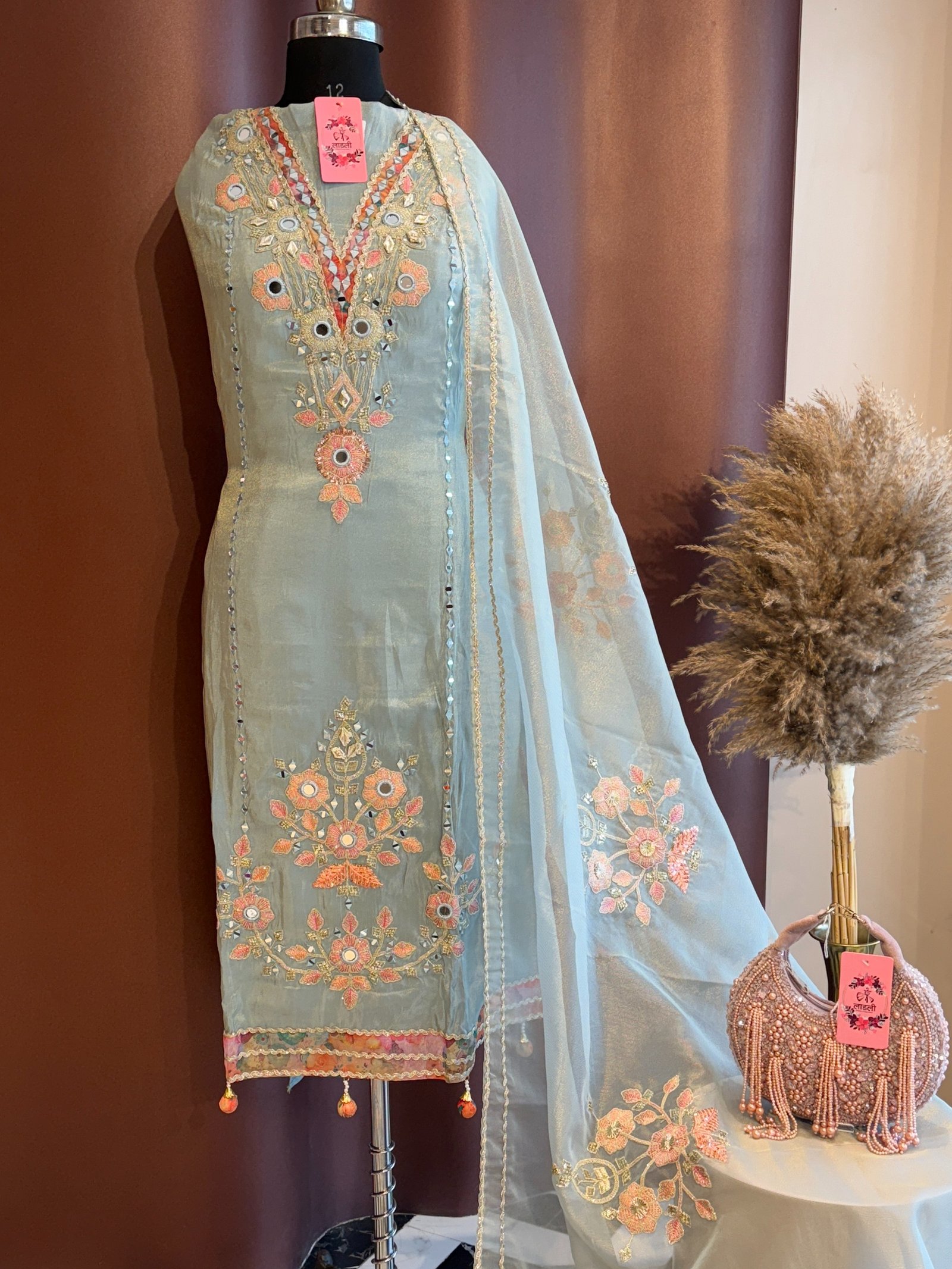 Aqua blue unstitched suit 