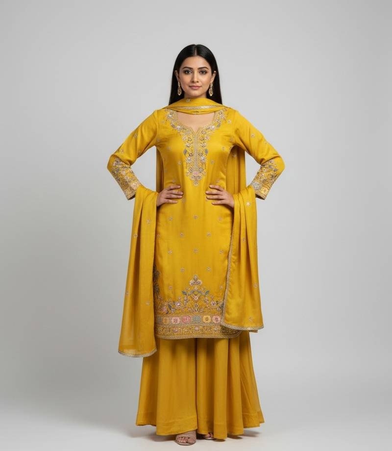 Mustard yellow plazzo set