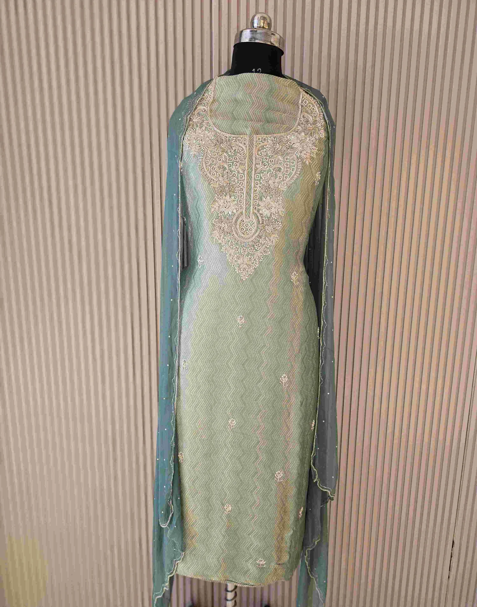  Green Silk Unstitched Suit 